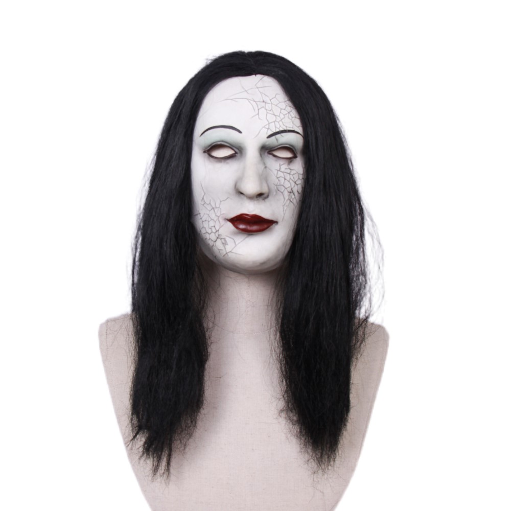 Realistic Latex Mask Female Woman Face Halloween Latex Mask Wig Lady Crossdressing Sissy 8455
